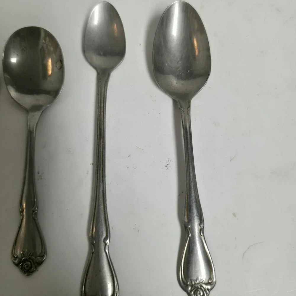 1881 Rogers Oneida ARBOR ROSE True Rose Stainless Flatware Lot of 4 Spoons Fork